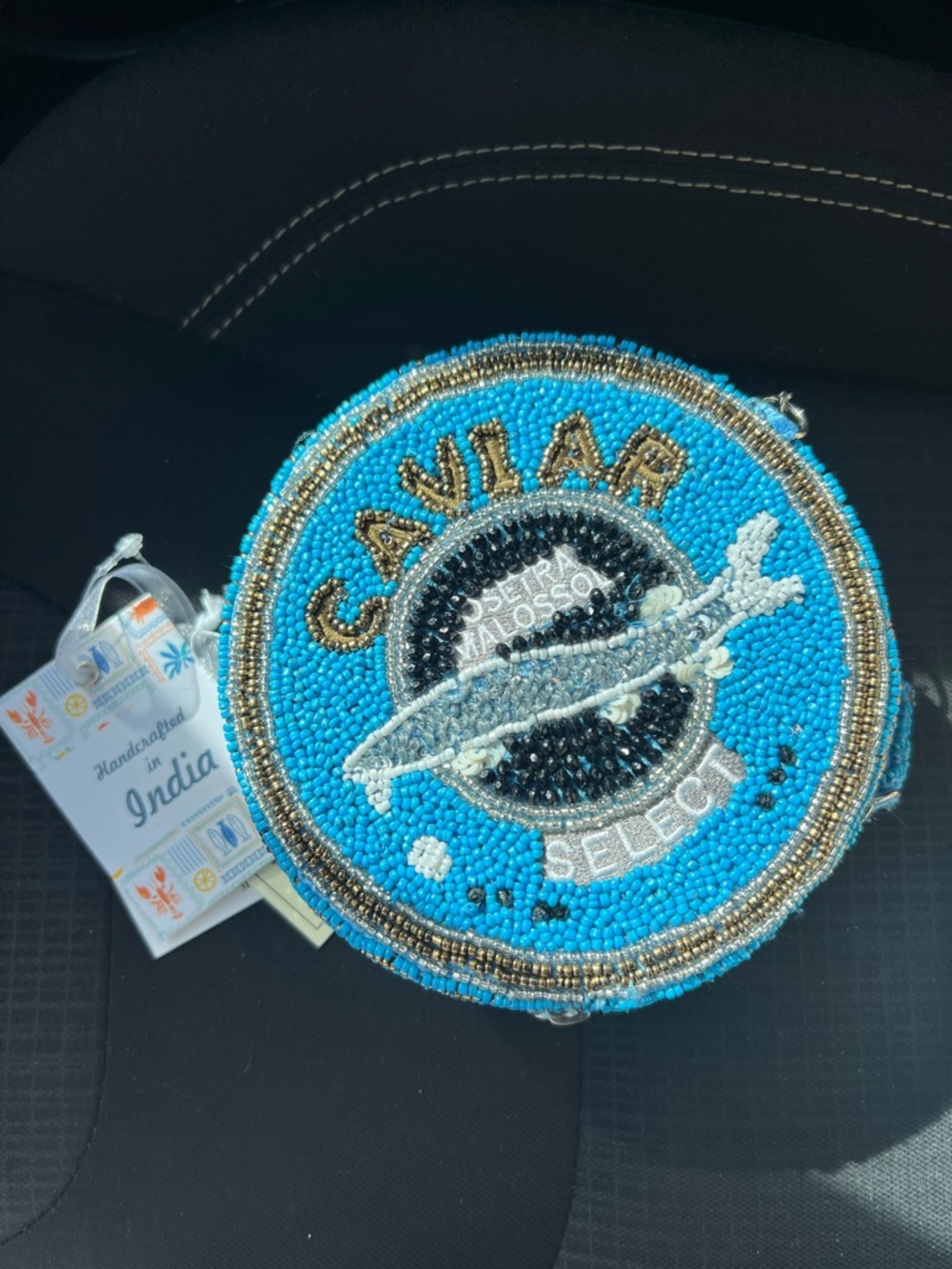 Viral India Beaded 'Caviar Select' Round Clutch Crossbody Bag